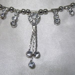 Expandable Choker Necklace w/ Clear Crystal Rhines